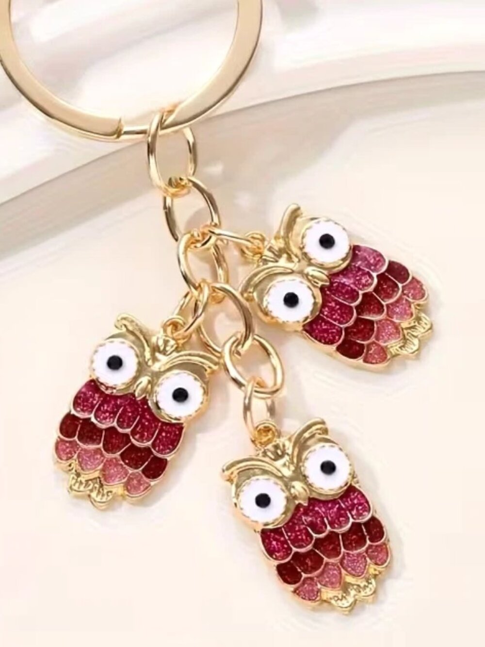 New Adorable Owl Keychain~ Glitter Key Ring/ Purse Charm